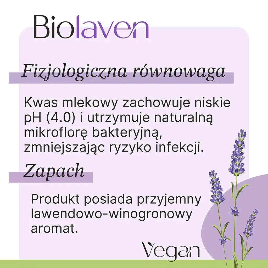 Żel do higieny intymnej BIOLAVEN - fizjologiczna równowaga pH, zapach lawendowo-winogronowy