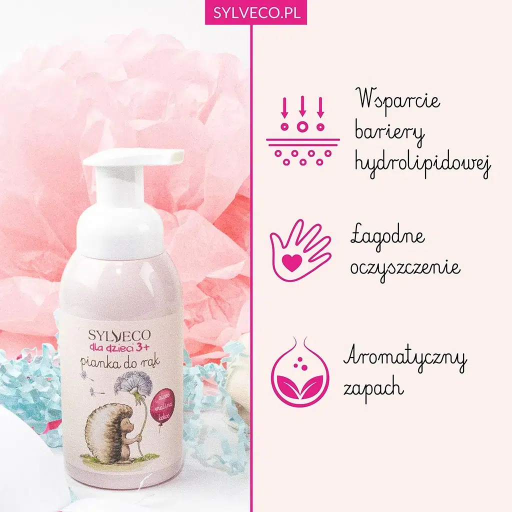 SYLVECO dla dzieci Pianka do rąk - różowa - wsparcie bariery hydrolipidowej, łagodne oczyszczanie, aromatyczny zapach