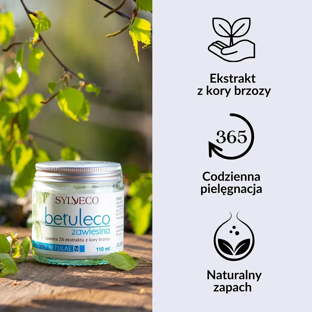 SYLVECO Betuleco - zawiesina - ekstrakt z kory brzozy, codzienna pielęgnacja, naturalny zapach