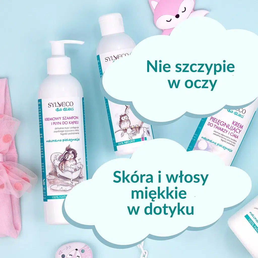 SYLVECO dla dzieci Kremowy szampon i płyn do kąpieli - nie szczypie w oczy, skóra i włosy miękkie w dotyku