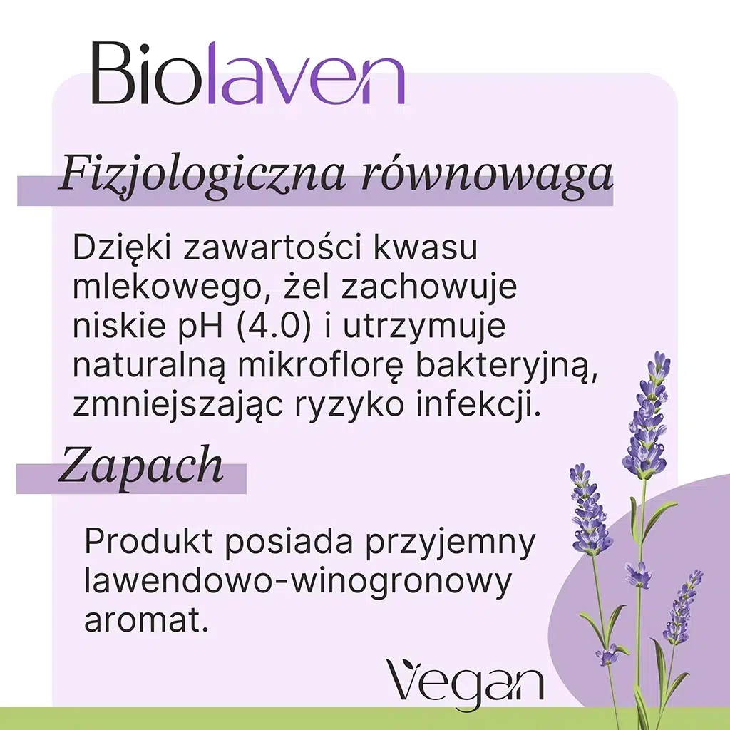 Pianka do higieny intymnej BIOLAVEN - fizjologiczna równowaga pH, lawendowo-winogronowy zapach
