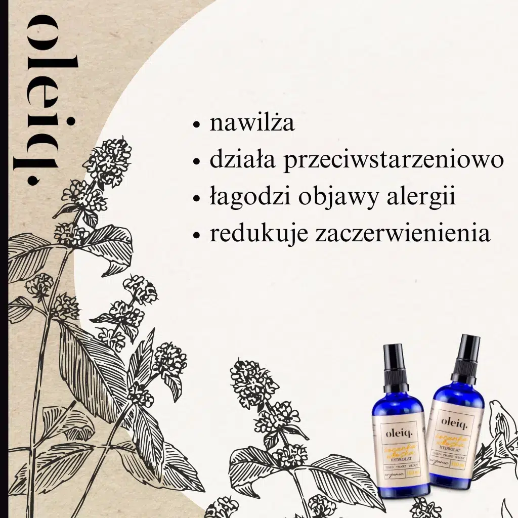 OLEIQ Hydrolat z kocanki włoskiej - nawilża, działa przeciwstarzeniowo, łagodzi objawy alergii, redukuje zaczerwienienia.